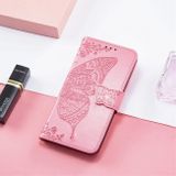 Peňeženkové kožené pouzdro BUTTERFLY LOVE pro Xiaomi Mi 11T / 11T Pro – Růžová