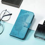 Peňeženkové kožené pouzdro BUTTERFLY LOVE pro Xiaomi MI 11T / 11T Pro – Modrá