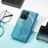 Peňeženkové kožené pouzdro BUTTERFLY LOVE pro Xiaomi MI 11T / 11T Pro – Modrá