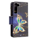 Peneženkové kožené pouzdro DRAWING na Samsung Galaxy S22 5G - Big Butterfly