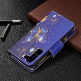 Peneženkové kožené pouzdro DRAWING na Samsung Galaxy S22 5G - Purple Butterfly