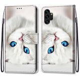 Peneženkové kožené pouzdro DRAWING na Samsung Galaxy A13 - White Kitten