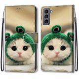 Peneženkové kožené pouzdro DRAWING na Samsung Galaxy S22 5G - Frog Kitten