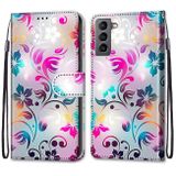 Peneženkové kožené pouzdro DRAWING na Samsung Galaxy S22 5G - Gradient Colorful Flower