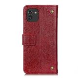 Peněženkové kožené pouzdro COPPER pro Samsung Galaxy A03 - Vínově červená