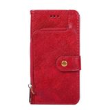 Peněženkové kožené pouzdro Zipper Bag na Motorola Moto E20/E30/E40 - Červená