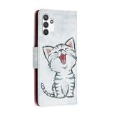 Peneženkové kožené pouzdro DRAWING na Samsung Galaxy A13 - Red Mouth Cat