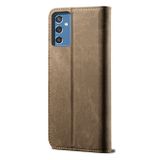 Peněženkové kožené pouzdro DENIM pro Samsung Galaxy A04s - Khaki