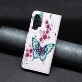 Peneženkové kožené pouzdro DRAWING na Samsung Galaxy A13 - Peach Blossom Butterfly