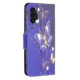 Peneženkové kožené pouzdro DRAWING na Samsung Galaxy A13 - Purple Butterfly