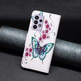 Peneženkové kožené pouzdro DRAWING na Samsung Galaxy A33 5G - Peach Blossom Butterfly