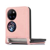 Peněženkové kožené pouzdro LAMBSKIN pro Huawei P50 Pocket - Růžová