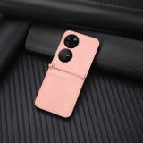Peněženkové kožené pouzdro LAMBSKIN pro Huawei P50 Pocket - Růžová