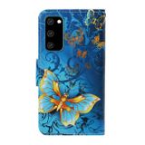 Peněženkové kožené pouzdro Colored Drawing pro Samsung Galaxy S20-Jade Butterfly