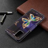 Peněženkové kožené pouzdro Colored Drawing Pattern  na Samsung Galaxy A51 Golden Butterfly