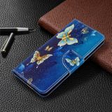 Peněženkové kožené pouzdro Colored Drawing Pattern  na Samsung Galaxy A51 Blue Butterfly