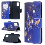 Peněženkové kožené pouzdro Colored Drawing Pattern  na Samsung Galaxy A51 Purple Butterfly