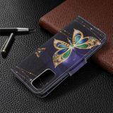 Peněženkové pouzdro Colored Drawing Pattern   na Samsung Galaxy S20 Golden Butterfly