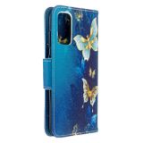 Peněženkové pouzdro Colored Drawing Pattern   na Samsung Galaxy S20 Blue Butterfly
