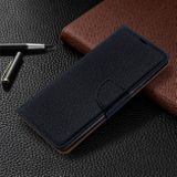 Peněženkové pouzdro kožené Litchi  na Samsung Galaxy A71 - černé
