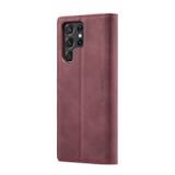 Peneženkové kožené pouzdro CaseMe na Samsung Galaxy S22 Ultra 5G - Wine Red