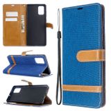 Pouzdro peněženky Odpovídající Denim Textura na Samsung Galaxy A71-Blue