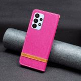 Peňeženkové kožené pouzdro DENIM na Samsung Galaxy A23 5G - Růžově červená