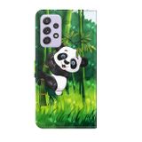 Peneženkové 3D pouzdro PAINTING na Samsung Galaxy A13 - Panda Climbing Bamboo