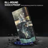 Peněženkové kožené pouzdro Painting Pattern na Motorola Moto E20/E30/E40 - Cat Tiger
