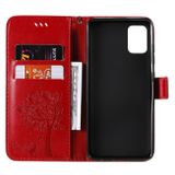 Peněženkové kožené pouzdroTree &amp; Cat Pattern  na Samsung Galaxy A51  červená
