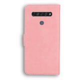 Peněženkové kožené pouzdro na LG K61 - Růžová