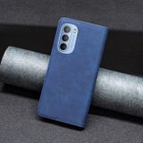 Peněženkové kožené pouzdro Magnetic Splicing na Moto G31/G41 - Modrá
