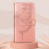 Peněženkové kožené pouzdro Embossed Butterfly pro Samsung Galaxy A73 5G - Růžové zlato