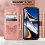 Peněženkové kožené pouzdro Embossed Butterfly pro Samsung Galaxy A73 5G - Růžové zlato