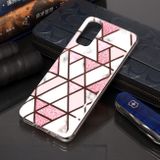 Gumový kryt   Plating Marble Pattern na Samsung Galaxy S20-růžový