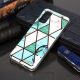 Gumový kryt   Plating Marble Pattern na Samsung Galaxy S20-zelená a bílá