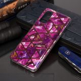Gumový kryt   Plating Marble Pattern na Samsung Galaxy S20-fialový