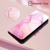 Peňeženkové kožené pouzdro MARBLE pro iPhone 14 - Růžově fialová zlatá