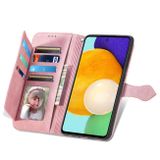 Peněženkové kožené pouzdro Flower pro Samsung Galaxy A73 5G - Růžová