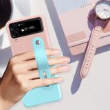 Kožený kryt Contrast Samsung Galaxy Z Flip4 - Tyrkysová/Růžová