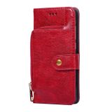 Peněženkové kožené pouzdro Zipper Bag pro Samsung Galaxy A73 5G - Červená