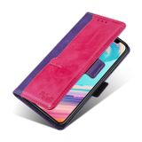 Peněženkové kožené pouzdro Contrast pro Samsung Galaxy A73 5G - Fialová a růžově červená