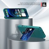 Gumový kryt Magnetic Wallet pro iPhone 14 - Azurová