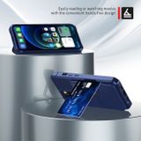 Gumový kryt Magnetic Wallet pro iPhone 14 - Námořnická modrá