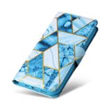 Peňeženkové kožené pouzdro MARBLE na iPhone 14 Pro - Modrá