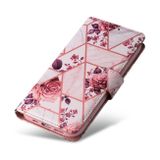 Peňeženkové kožené pouzdro MARBLE na iPhone 14 Pro - Ružovozlatá