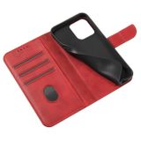 Peňeženkové kožené pouzdro CALF TEXTURE na iPhone 14 Pro - Červená