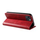 Peňeženkové kožené pouzdro CALF pro iPhone 14 Plus - Červená