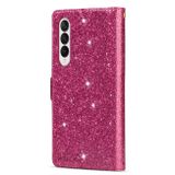 Peněženkové Glitter pouzdro Laser pro Samsung Galaxy Z Fold4 - Růžovočervená