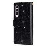 Peněženkové Glitter pouzdro Laser pro Samsung Galaxy Z Fold4 - Černá